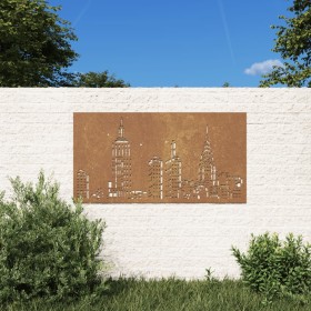 Adorno de pared de jardín acero corten diseño skyline 105x55 cm de vidaXL, Carteles, copias y arte visual - Ref: Foro24-82449...