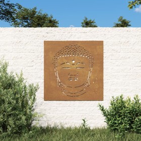 Adorno de pared de jardín acero corten cabeza de Buda 55x55 cm de vidaXL, Carteles, copias y arte visual - Ref: Foro24-824504...