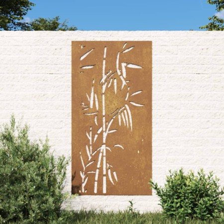 Adorno de pared de jardín acero corten diseño bambú 105x55 cm de vidaXL, Carteles, copias y arte visual - Ref: Foro24-824506,...