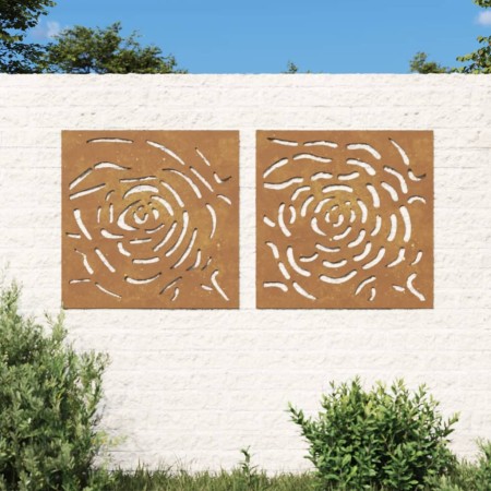 Garden wall ornament 2 pcs corten steel pink design 55x55 cm by vidaXL, Posters, prints and visual art - Ref: Foro24-824507, ...