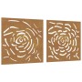 Adorno de pared jardín 2 uds acero corten diseño rosa 55x55 cm de vidaXL, Carteles, copias y arte visual - Ref: Foro24-824507...