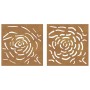 Adorno de pared jardín 2 uds acero corten diseño rosa 55x55 cm de vidaXL, Carteles, copias y arte visual - Ref: Foro24-824507...