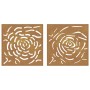 Adorno de pared jardín 2 uds acero corten diseño rosa 55x55 cm de vidaXL, Carteles, copias y arte visual - Ref: Foro24-824507...