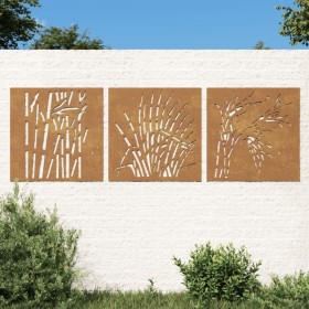 Adorno pared jardín 3 uds acero corten diseño hierba 55x55 cm de vidaXL, Carteles, copias y arte visual - Ref: Foro24-824509,...