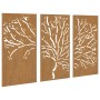 Adorno pared jardín 3 pzas acero corten diseño árbol 105x55 cm de vidaXL, Carteles, copias y arte visual - Ref: Foro24-824511...