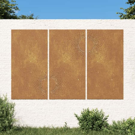 Garden wall decoration 3 pcs corten steel sun design 105x55 cm by vidaXL, Posters, prints and visual art - Ref: Foro24-824512...