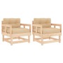 Garden armchairs with cushions 2 pcs solid pine wood by vidaXL, Modular outdoor sofas - Ref: Foro24-825443, Price: 164,72 €, ...