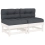 Central sofas with cushions 2 pcs solid white pine wood by vidaXL, Modular outdoor sofas - Ref: Foro24-825458, Price: 147,99 ...