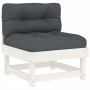 Central sofas with cushions 2 pcs solid white pine wood by vidaXL, Modular outdoor sofas - Ref: Foro24-825458, Price: 147,99 ...