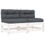 Central sofas with cushions 2 pcs solid white pine wood by vidaXL, Modular outdoor sofas - Ref: Foro24-825577, Price: 184,65 ...