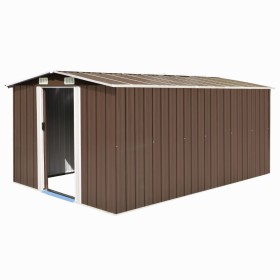 Brauner Gartenschuppen aus Metall, 257 x 392 x 181 cm von vidaXL, Schuppen - Ref: Foro24-143347, Preis: 568,98 €, Rabatt: %