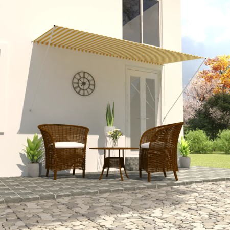 Toldo retráctil 300x150 cm amarillo y blanco de vidaXL, Toldos - Ref: Foro24-143755, Precio: 75,24 €, Descuento: %