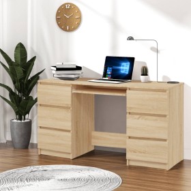 Escritorio madera contrachapada color roble Sonoma 140x50x77 cm de vidaXL, Escritorios - Ref: Foro24-800813, Precio: 181,99 €...