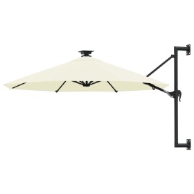 Wall umbrella with LEDs and metal pole 300 cm sand by vidaXL, Umbrellas - Ref: Foro24-312522, Price: 118,68 €, Discount: %