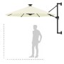 Wall umbrella with LEDs and metal pole 300 cm sand by vidaXL, Umbrellas - Ref: Foro24-312522, Price: 118,68 €, Discount: %