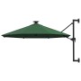 Wall umbrella with LEDs and metal pole 300 cm green by vidaXL, Umbrellas - Ref: Foro24-312523, Price: 114,32 €, Discount: %