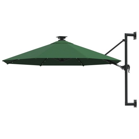 Wall umbrella with LEDs and metal pole 300 cm green by vidaXL, Umbrellas - Ref: Foro24-312523, Price: 114,32 €, Discount: %