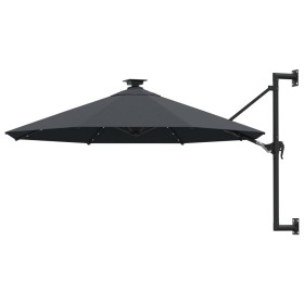 Wall umbrella with LEDs and metal pole 300 cm anthracite by vidaXL, Umbrellas - Ref: Foro24-312524, Price: 119,49 €, Discount: %