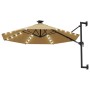 Wall umbrella with LEDs and metal pole 300 cm taupe by vidaXL, Umbrellas - Ref: Foro24-312525, Price: 117,99 €, Discount: %