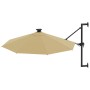 Wall umbrella with LEDs and metal pole 300 cm taupe by vidaXL, Umbrellas - Ref: Foro24-312525, Price: 117,99 €, Discount: %