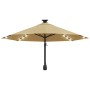 Wall umbrella with LEDs and metal pole 300 cm taupe by vidaXL, Umbrellas - Ref: Foro24-312525, Price: 117,99 €, Discount: %