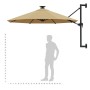 Wall umbrella with LEDs and metal pole 300 cm taupe by vidaXL, Umbrellas - Ref: Foro24-312525, Price: 117,99 €, Discount: %