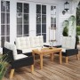 4-teiliges Gartenmöbel-Set mit PE-Rattan und Holzkissen von vidaXL, Gartensets - Ref: Foro24-319689, Preis: 310,72 €, Rabatt: %