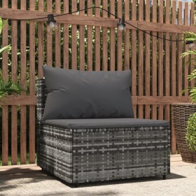 Zentrales Gartensofa mit Kissen aus synthetischem Rattan, grau von vidaXL, Outdoor-Sofas - Ref: Foro24-319769, Preis: 45,99 €...