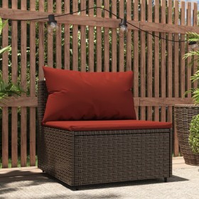 Zentrales Gartensofa mit braunen synthetischen Rattankissen von vidaXL, Outdoor-Sofas - Ref: Foro24-319817, Preis: 45,38 €, R...