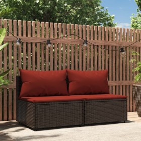 Garden central sofas with cushions 2 units synthetic brown rattan by vidaXL, Outdoor sofas - Ref: Foro24-319818, Price: 112,9...