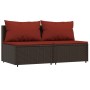 Garden central sofas with cushions 2 units synthetic brown rattan by vidaXL, Outdoor sofas - Ref: Foro24-319818, Price: 112,8...