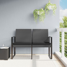 Garden bench 2 seats with dark gray rattan-like PP cushions by vidaXL, garden benches - Ref: Foro24-360211, Price: 108,55 €, ...