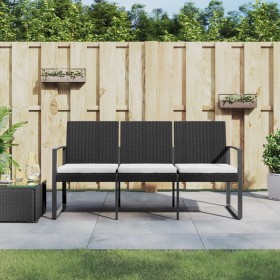 3-seater garden bench with black rattan look PP cushions by vidaXL, garden benches - Ref: Foro24-360212, Price: 143,11 €, Dis...