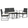 Set comedor de jardín 5 pzas con cojines PP aspecto ratán negro de vidaXL, Conjuntos de jardín - Ref: Foro24-360215, Precio: ...