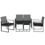 Set comedor jardín 5 pzas cojines PP aspecto ratán gris oscuro de vidaXL, Conjuntos de jardín - Ref: Foro24-360217, Precio: 1...