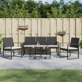 5-teiliges Garten-Esszimmer-Set mit PP-Kissen in schwarzer Rattan-Optik von vidaXL, Gartensets - Ref: Foro24-360218, Preis: 1...