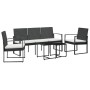 Set comedor de jardín 5 pzas con cojines PP aspecto ratán negro de vidaXL, Conjuntos de jardín - Ref: Foro24-360218, Precio: ...