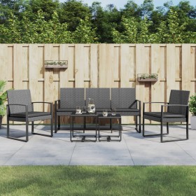 Garten-Essgruppe 5-teilig mit PP-Kissen, dunkelgraue Rattanoptik von vidaXL, Gartensets - Ref: Foro24-360220, Preis: 228,99 €...