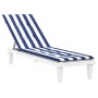 Blue and white striped Oxford fabric lounger cushion by vidaXL, Cushions for chairs and sofas - Ref: Foro24-361377, Price: 35...