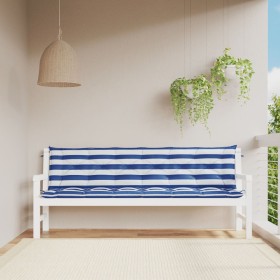 Garden bench cushions 2 pcs blue white striped fabric 200x50x7 cm by vidaXL, Cushions for chairs and sofas - Ref: Foro24-3617...