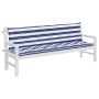 Garden bench cushions 2 pcs blue white striped fabric 200x50x7 cm by vidaXL, Cushions for chairs and sofas - Ref: Foro24-3617...