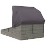 Tumbona con toldo plegable ratán sintético gris 200x114x128 cm de vidaXL, Camas para exteriores - Ref: Foro24-362274, Precio:...