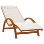 Lounger with white textilene cushion and solid poplar wood by vidaXL, Loungers - Ref: Foro24-363469, Price: 158,99 €, Discoun...