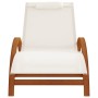 Lounger with white textilene cushion and solid poplar wood by vidaXL, Loungers - Ref: Foro24-363469, Price: 158,99 €, Discoun...