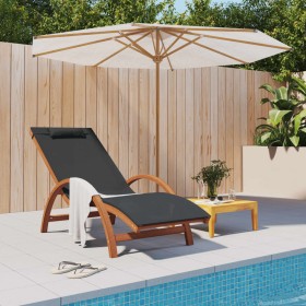 Lounger with gray textilene cushion and solid poplar wood by vidaXL, Loungers - Ref: Foro24-363470, Price: 158,59 €, Discount: %