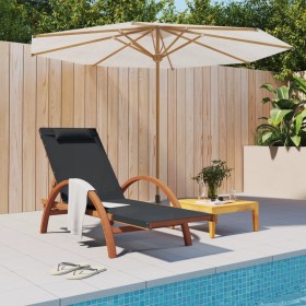 Lounger with gray textilene cushion and solid poplar wood by vidaXL, Loungers - Ref: Foro24-363473, Price: 177,99 €, Discount: %