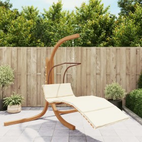 Hanging sun lounger with solid poplar wood frame and fabric cushion by vidaXL, Garden rockers - Ref: Foro24-363479, Price: 20...