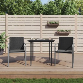 Gartenstühle und Kissen 2 Stück schwarzes synthetisches Rattan 56x59x84 cm von vidaXL, Gartenstühle - Ref: Foro24-364094, Pre...