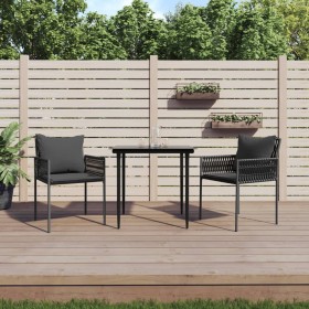 Gartenstühle und Kissen 2 Stück schwarzes synthetisches Rattan 54x61x83 cm von vidaXL, Gartenstühle - Ref: Foro24-364101, Pre...