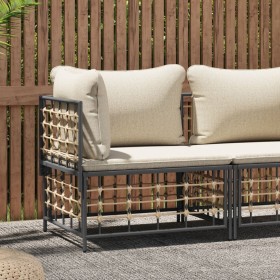 Garten-Ecksofa mit beigen synthetischen Rattankissen von vidaXL, Modulare Sofas für den Außenbereich - Ref: Foro24-364130, Pr...